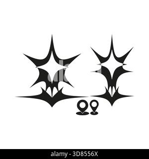 Abstract spike bursts. Sharp star forms. Dynamic element Vector. Minimal location icon. EPS 10. Stock Vector