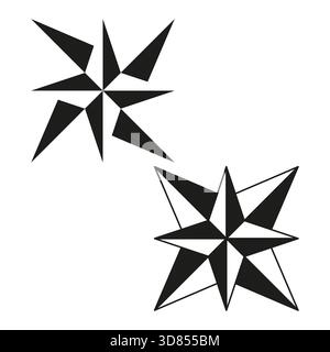 Compass star elements. Navigation guide symbols. Geometric eight point. Vector simple set. EPS 10. Stock Vector
