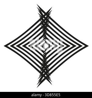 Concentric rhombus lines. Abstract geometric pattern. Dynamic spike Vector. Optical illusion graphic. EPS 10. Stock Vector