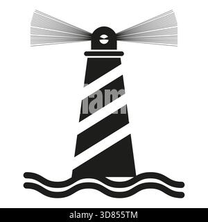 Lighthouse icon symbol. Sea safety figure. Light beacon Vector. Maritime coastal element. EPS 10. Stock Vector