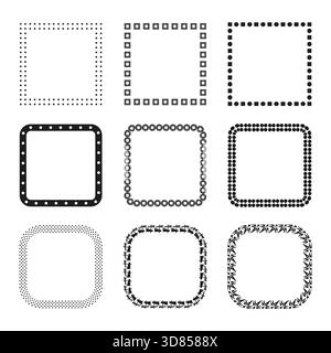 Dotted border frames. Geometric point shapes. Abstract decoration Vector. Minimal design element. EPS 10. Stock Vector