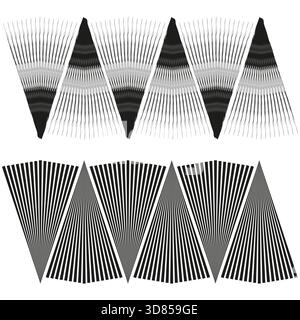Abstract wave pattern. Line fan elements. Geometric triangle Vector. Monochrome texture graphic. Stock Vector