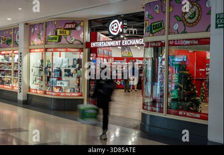 CEX entertainment exchange high street store in Southampton city centre. CEX logo and branding technology recycling business. Stock Photo
