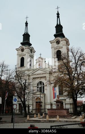 The twin towers of Saint Nicholas Cathedral rise above the central ...