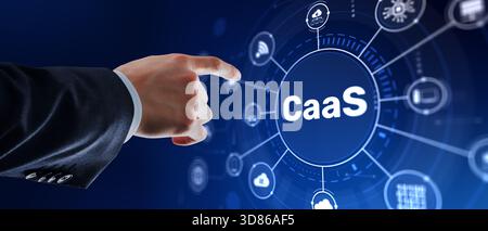 CaaS solutions with automated container orchestration and cloud infrastructure optimization. Stock Photo