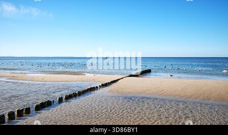 Photo of the beach in Miedzyzdroje, Poland. Stock Photo