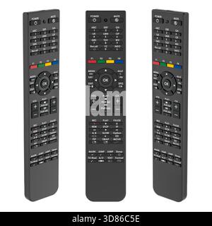 3 Different Views of Remote Control Isolated on White Background Stock ...