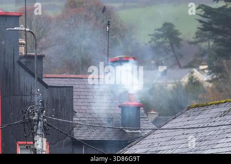 Smoky chimney in Bantry, West Cork, Ireland. Stock Photo