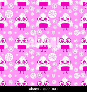 Japanese food onigiri seamless cartoon kawaii rice ball pattern for wrapping paper and kids clothes print and menu and restaurants accessories and fab Stock Photo