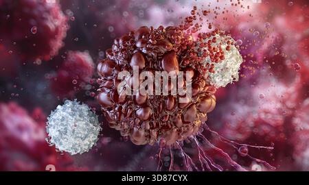 Natural killer T cells attacking cancer cells, illustration Stock Photo ...