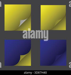 Colorful abstract squares with curled page corners digital design Stock Vector