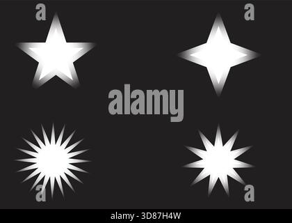 Shining star and burst shapes with glowing white effects set Stock Vector