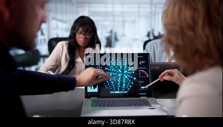 Software Engineers Meet To Discuss AI Algorithm Research In Office. Stock Photo
