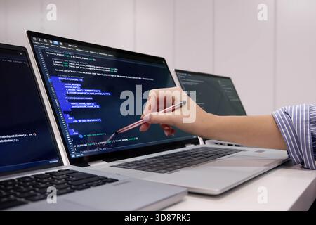 Agile Pair Programming And Extreme Coding In A Busy Office. Stock Photo