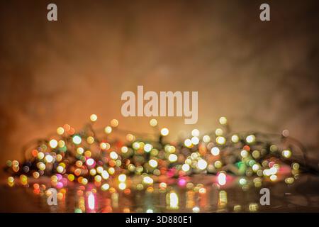 Colorful bokeh lights in circular shapes creating a dreamy abstract background Stock Photo