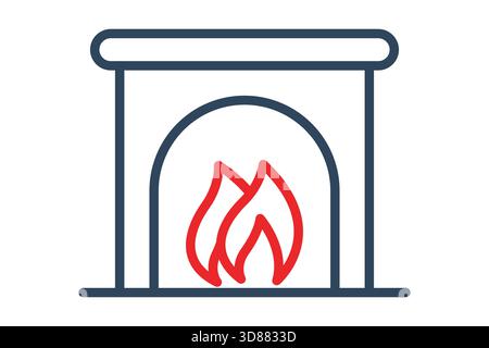 Fireplace icon. line icon style. icon related to christmas. holiday elements vector illustration Stock Vector