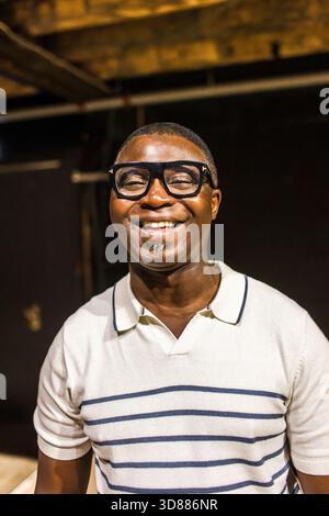 Portrait of happy mature man wearing eyeglasses Stock Photo