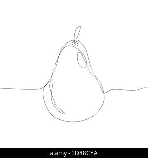 Pear fruit illustration. Continuous line art. Organic food drawing. Minimalistic healthy Vector. Stock Vector