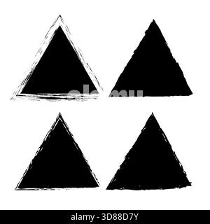 Grunge pyramid icon. Black ink shape. Vector brush texture. Geometric art symbol. Stock Vector