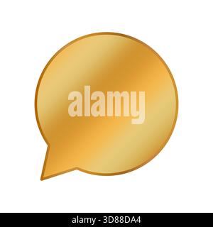Golden speech bubble. Pointed talk symbol. Blank chat Vector form. Message icon element. Stock Vector