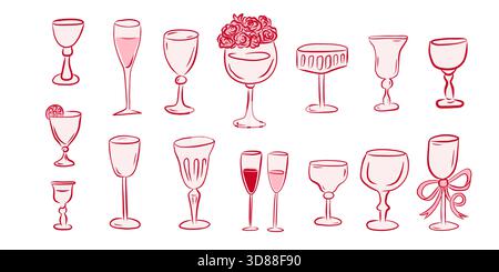 Explore a stunning collection of unique glasses, beautiful goblets, and elegant decor for your celebrations Stock Vector