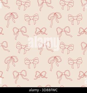 A charming fabric design features an assortment of bows in a repetitive pattern. The soft, muted colors create a whimsical touch, perfect for crafting Stock Vector