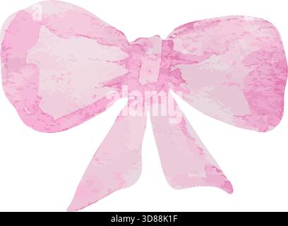 Light Pink Ribbon Bow Watercolor Playful Christmas Vintage Bow Retro style Stock Vector