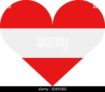 Heart-shaped Austrian flag illustrated in vector on a white background Stock Vector