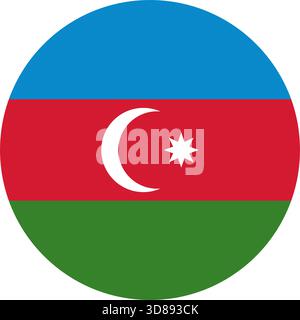 Azerbaijan flag in the shape of a circle Stock Vector