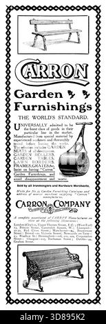 1910 Carron Company, The World’s Standard, garden furnishings, advertisement from the Studio magazine Stock Photo