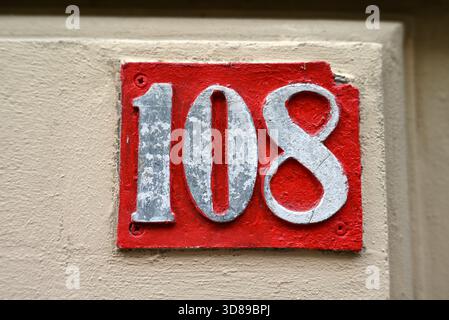 One zero eight number on house Stock Photo