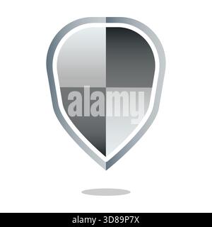 Checkered shield icon. Security guard symbol. Protection quadrant Vector. Safety badge sign. EPS 10. Stock Vector