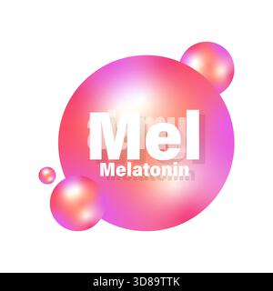 Melatonin hormone icon. Pink sphere ball. Sleep aid Vector. Shiny circle sign. EPS 10. Stock Vector