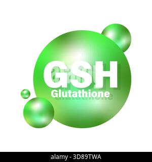 Glutathione text icon. Green sphere vector. Antioxidant art symbol. Medical  glossy ball. EPS 10 Stock Vector Image & Art