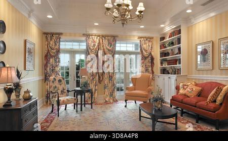 Living room , residential interior, suburban Philadelphia, Pennsylvania USA Stock Photo