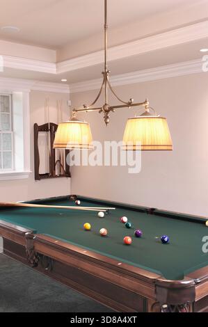 Billiard room, residential home, Pennsylvania USA Stock Photo
