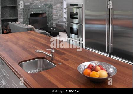 Kitchen island detail in residential home, Philadelphia USA Stock Photo