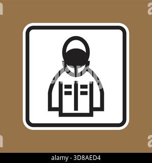 This image features an icon of a person wearing protective gear, suitable for safety signage and communication about workplace safety practices. Stock Vector