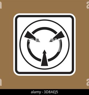 This abstract symbol features arrows in a circular pattern pointing inward, representing movement and convergence. It serves as a versatile design ele Stock Vector