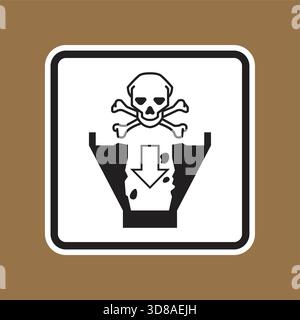 This illustration displays a hazardous waste disposal sign featuring a skull and crossbones. It emphasizes danger and safety warnings related to toxic Stock Vector