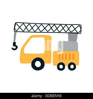 Mobile Crane Icon in Flat Style Stock Vector