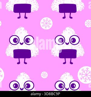 Japanese food onigiri seamless cartoon kawaii rice ball pattern for wrapping paper and kids clothes print and menu and restaurants accessories and fab Stock Photo
