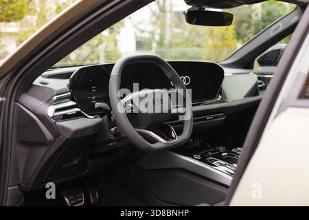 Slovenia, Ljubljana - 6 October 2025: Audi A5 features a sleek interior with advanced tech in interior Stock Photo