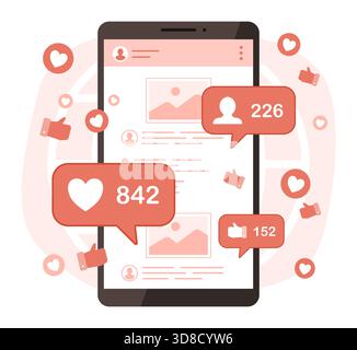 Smartphone with Social Media Content with Chatting Application and Message Bubble Icon Symbol for Online Chatting and Telecommunication Concept Stock Vector
