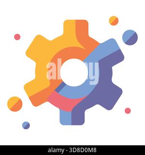 Colorful Abstract Gear Icon Vector Illustration for Settings and Innovation Stock Vector