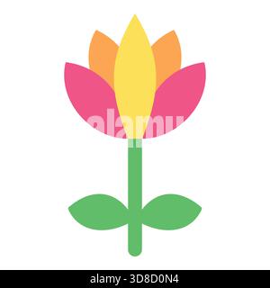 Colorful Abstract Flower Icon with Layered Pink and Yellow Petals Stock Vector