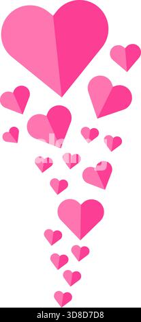 Group of beautiful and cute pink hearts together vector illustration for valentine's day wedding love romantic theme design Stock Vector