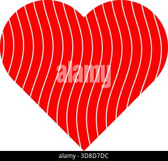 A vibrant red heart shape featuring smooth wavy line patterns creating a stylish modern love symbol ideal for valentines themes romantic artwork Stock Vector