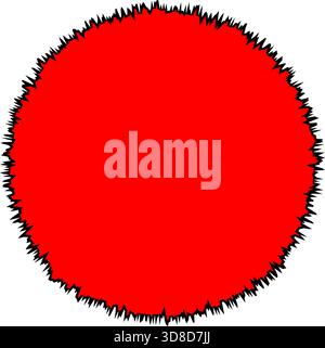 Red grunge circle with rough distressed jagged black edges for abstract creative design element isolated on white background Stock Vector