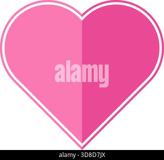 Minimalist flat style heart icon vector illustration split into two different shades of pink isolated on white background best for valentine's day Stock Vector